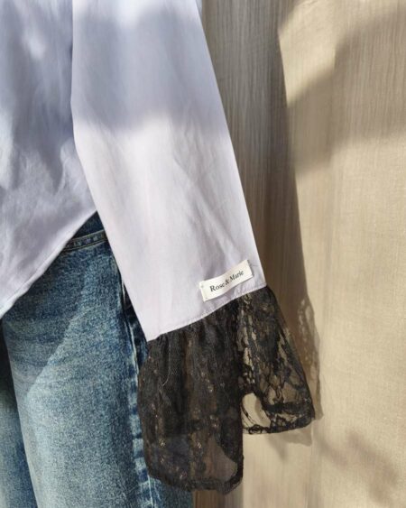 Chemise upcyclée en pointe dentelle – Rose & Marie Essentiel – Taille 42 / 44