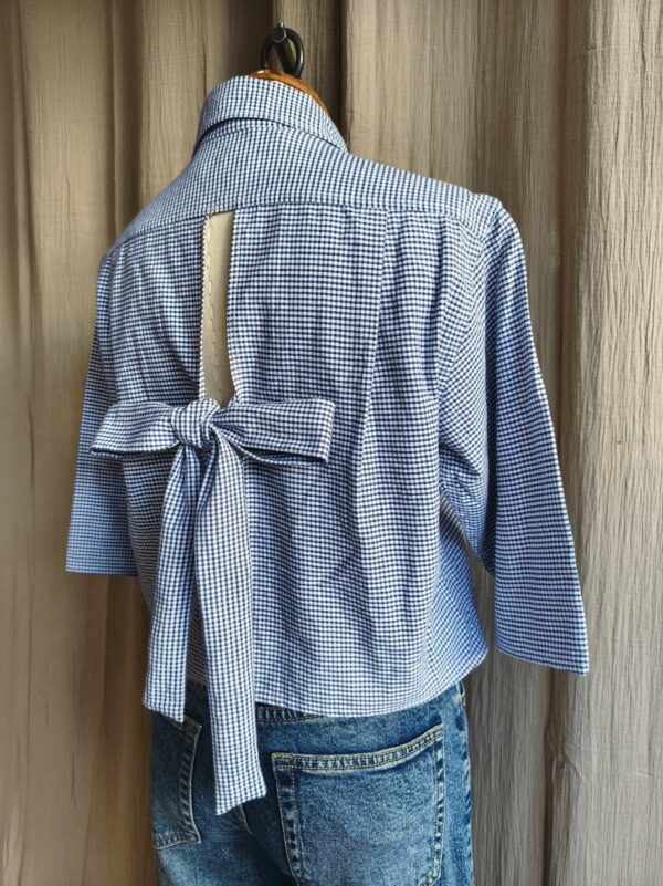 Chemise upcyclée Vichy bleu – Rose & Marie Essentiel – Taille S (36-38)