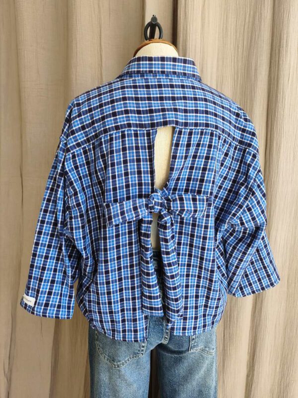 Chemise upcyclée carreaux bleu
