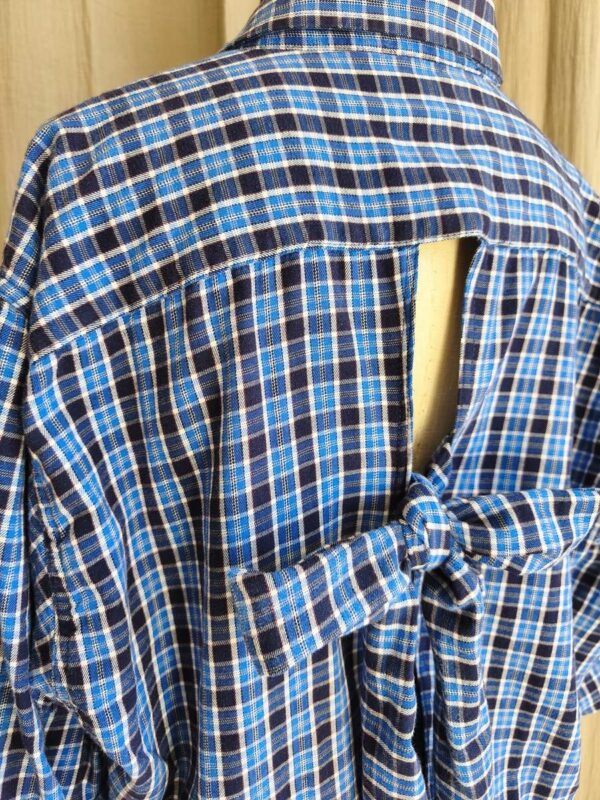 Chemise upcyclée carreaux bleu