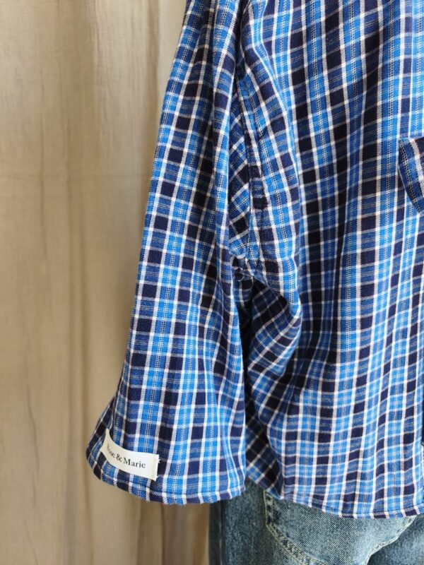 Chemise upcyclée carreaux bleu