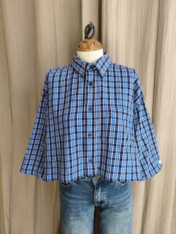 Chemise upcyclée carreaux bleu