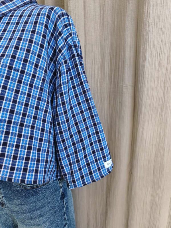 Chemise upcyclée carreaux bleu