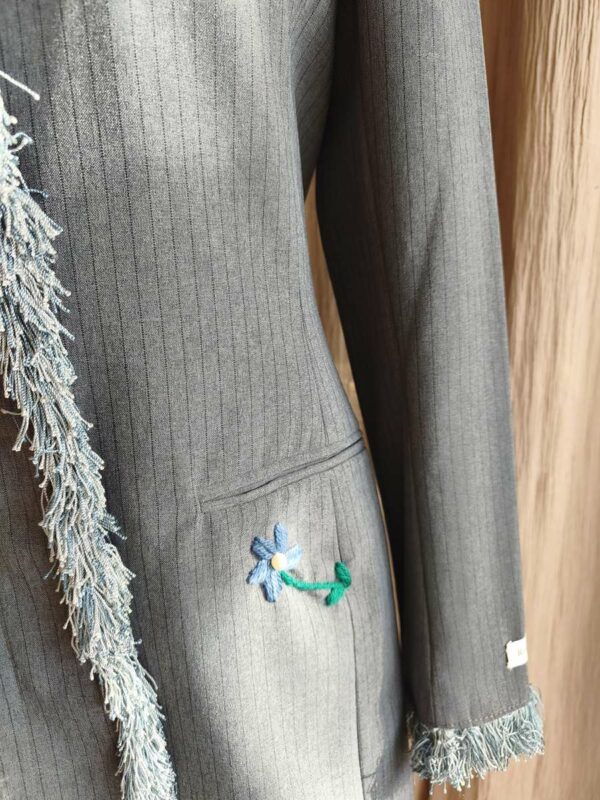 Blazer long gris upcyclé Rose & Marie