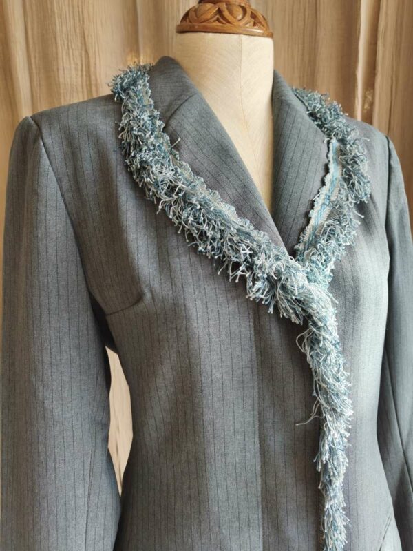 Blazer long gris upcyclé Rose & Marie