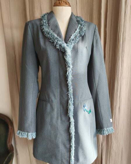 Blazer long gris upcyclé Rose & Marie