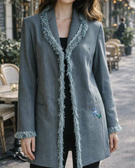 Blazer long gris upcyclé Rose & Marie