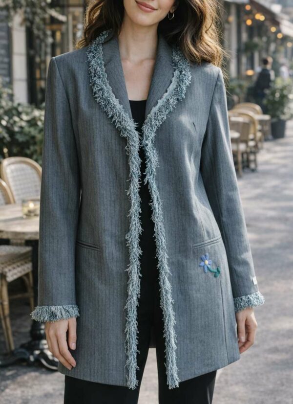 Blazer long gris upcyclé Rose & Marie