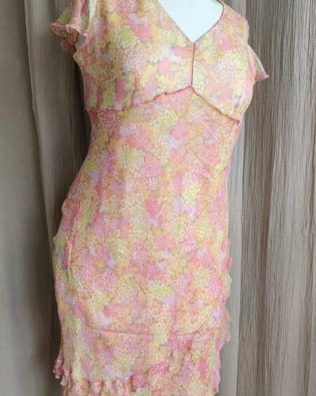Robe mousseline de soie Gérard Pasquier – taille 46/48 – fleurie pastel – 29€