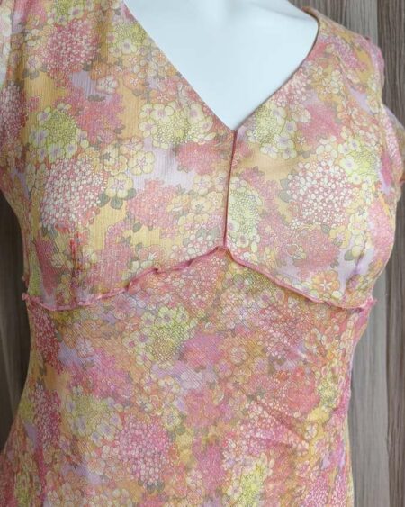 Robe mousseline de soie Gérard Pasquier – taille 46/48 – fleurie pastel – 29€