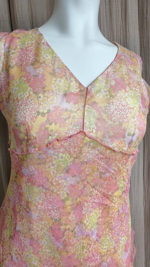 Robe mousseline de soie Gérard Pasquier – taille 46/48 – fleurie pastel – 29€