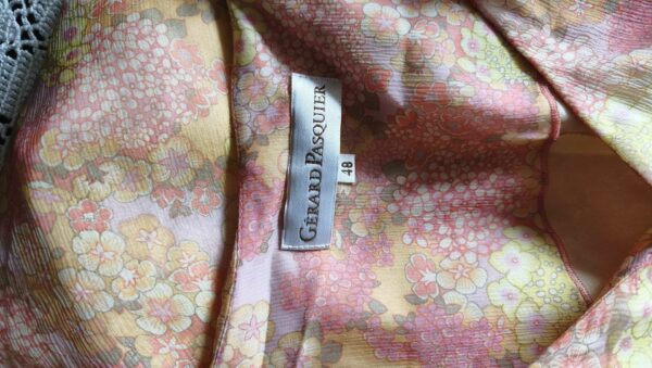 Robe mousseline de soie Gérard Pasquier – taille 46/48 – fleurie pastel – 29€