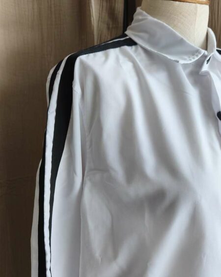 Chemise coton blanc bandes noires
