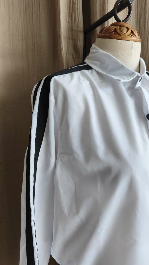 Chemise coton blanc bandes noires