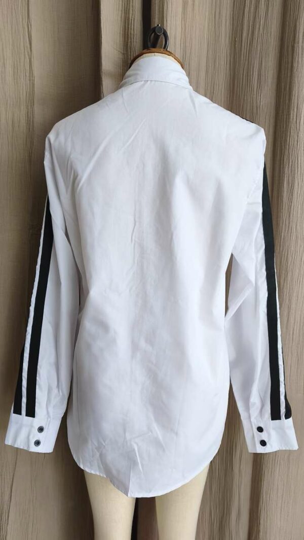 Chemise coton blanc bandes noires