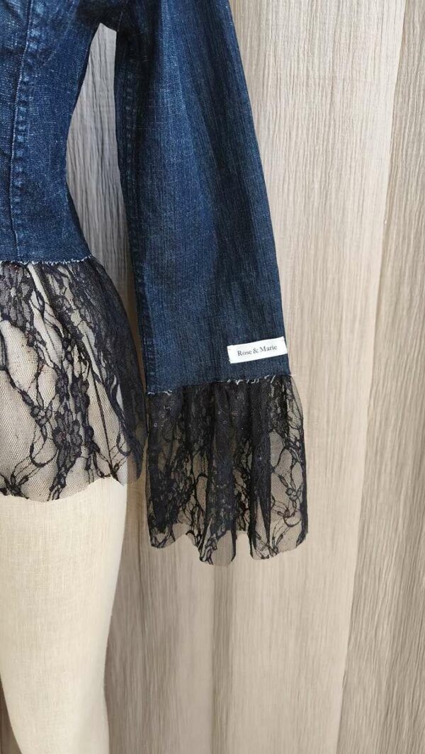 Veste en jean upcyclée Rose & Marie – Taille 38 – Création unique