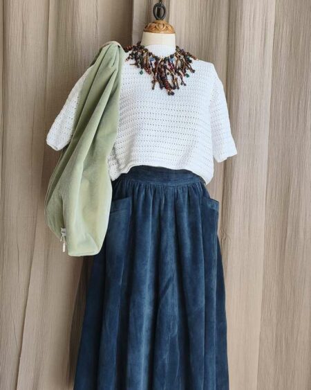 Jupe longue vintage bleu profond – taille 38