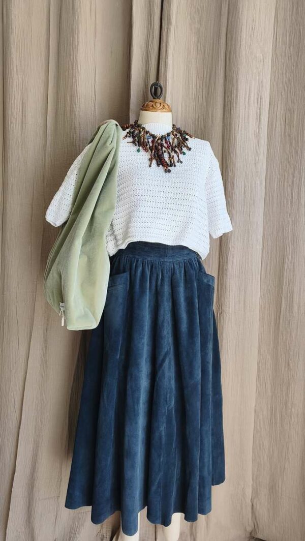 Jupe longue vintage bleu profond – taille 38