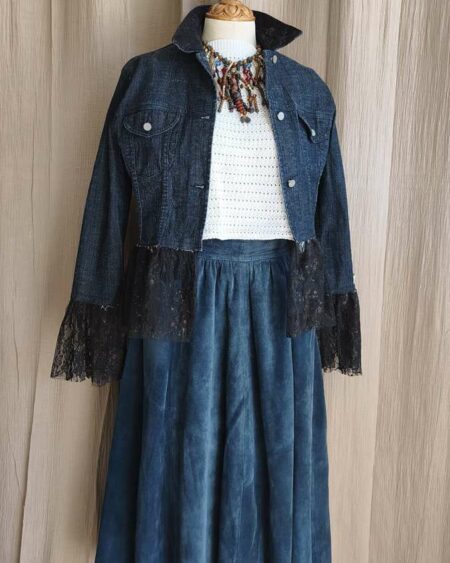 Jupe longue vintage bleu profond – taille 38