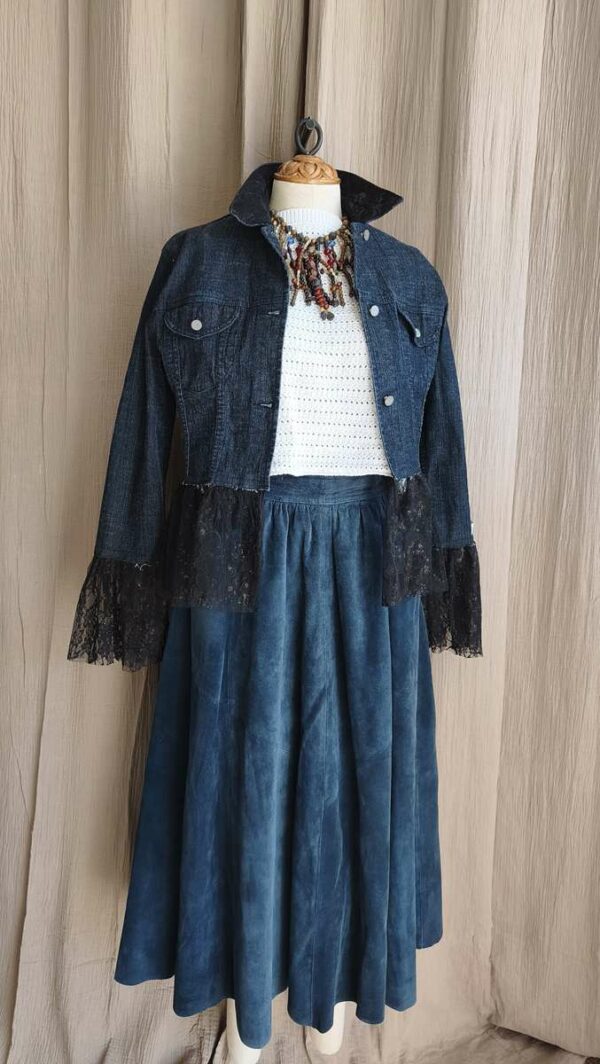 Jupe longue vintage bleu profond – taille 38