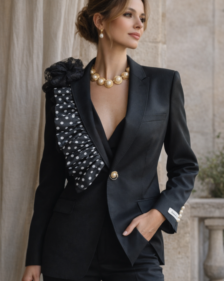 Veste upcyclée couture Rose & Marie – Taille 42 / 44 – Pièce unique Veste upcyclée Rose & Marie