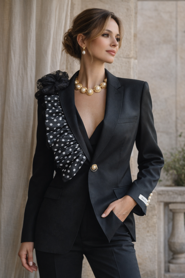 Veste upcyclée couture Rose & Marie – Taille 42 / 44 – Pièce unique Veste upcyclée Rose & Marie