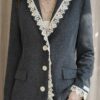 Blazer upcyclé laine dentelle & perles