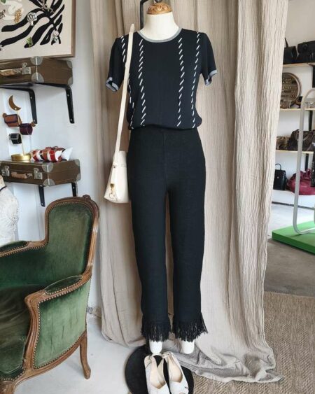 Top noir maille vintage