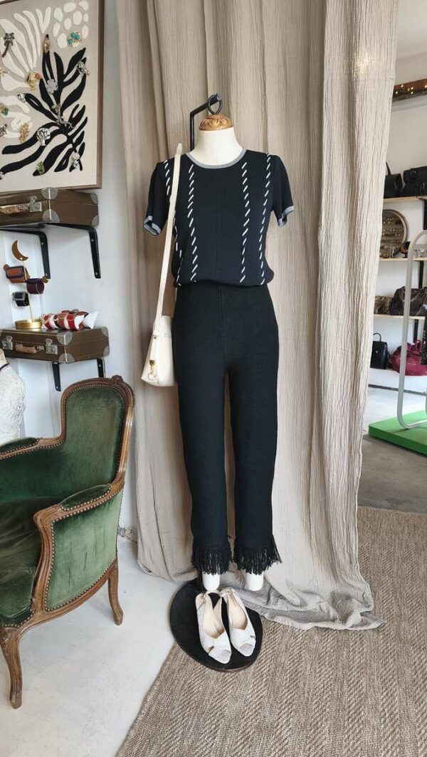 Top noir maille vintage