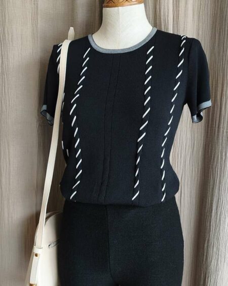 Top noir maille vintage