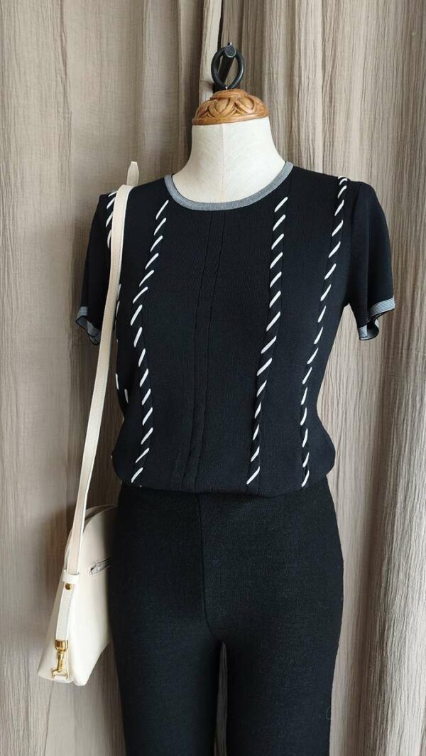 Top noir maille vintage