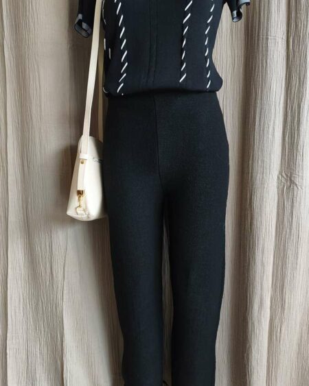 Pantalon maille noir 7/8ème vintage