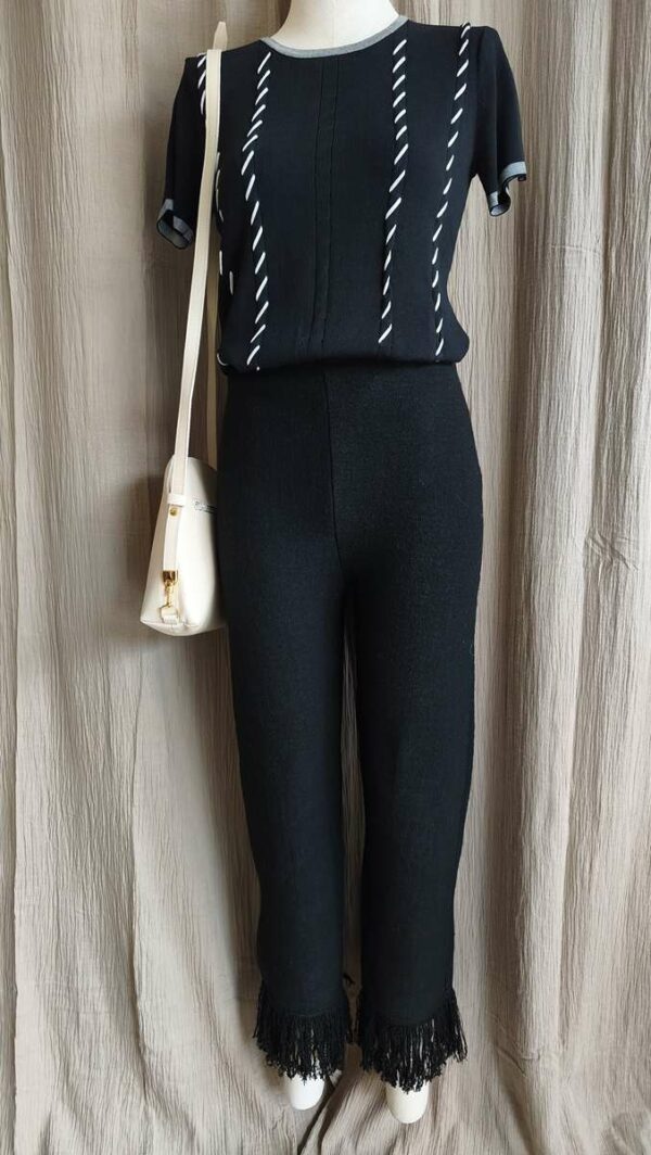 Pantalon maille noir 7/8ème vintage