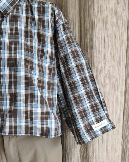 Chemise upcyclée carreaux bleu