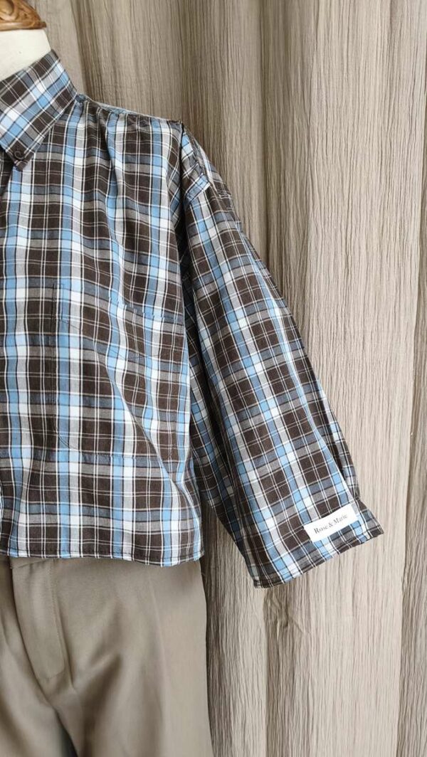 Chemise upcyclée carreaux bleu