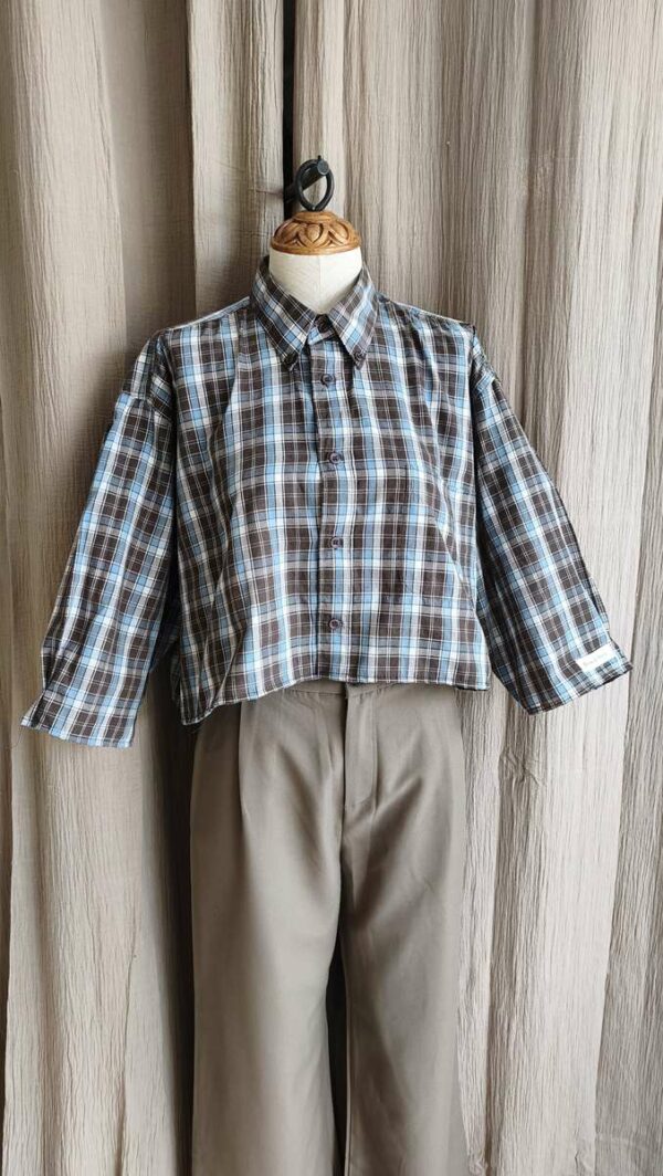 Chemise upcyclée carreaux bleu