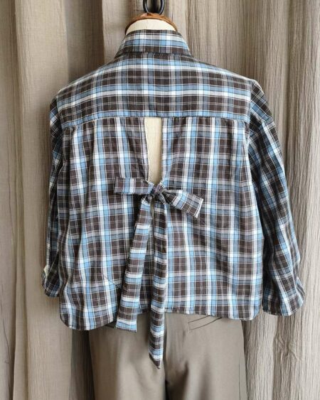 Chemise upcyclée carreaux bleu