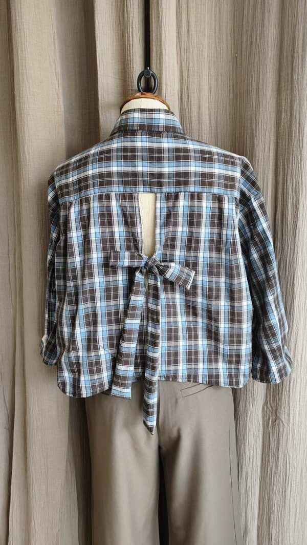 Chemise upcyclée carreaux bleu