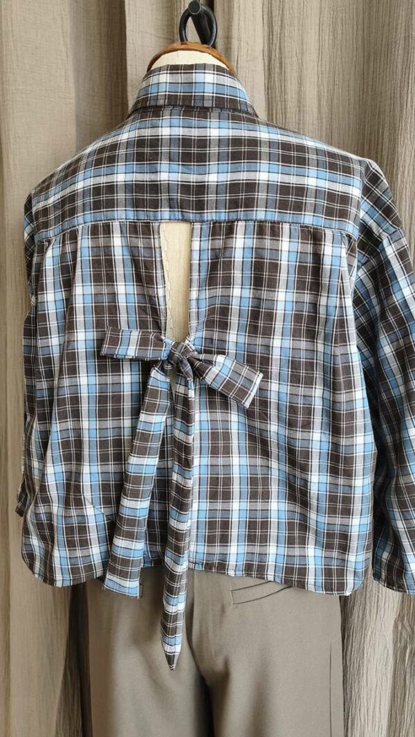 Chemise upcyclée carreaux bleu