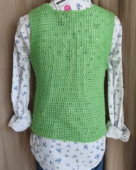 Top crochet vintage vert