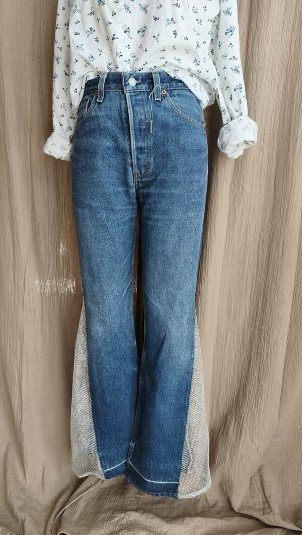 Jean Levi’s 501 upcyclé Rose & Marie – T36 – pièce unique