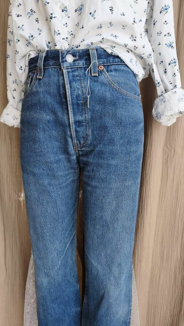 Jean Levi’s 501 upcyclé Rose & Marie – T36 – pièce unique