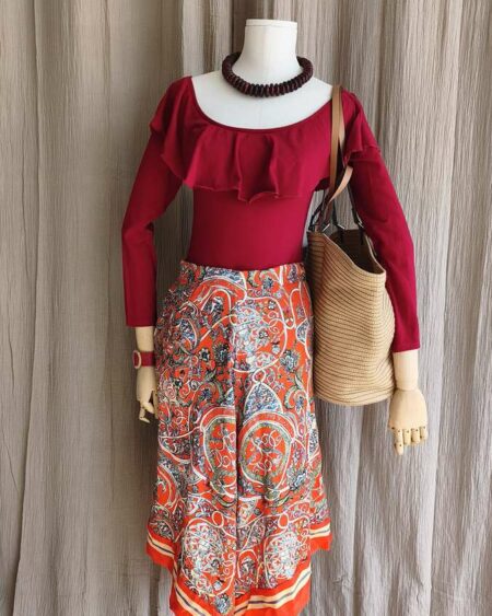 Jupe foulard rouge carmin – T40 – Neuve avec étiquette – H&M