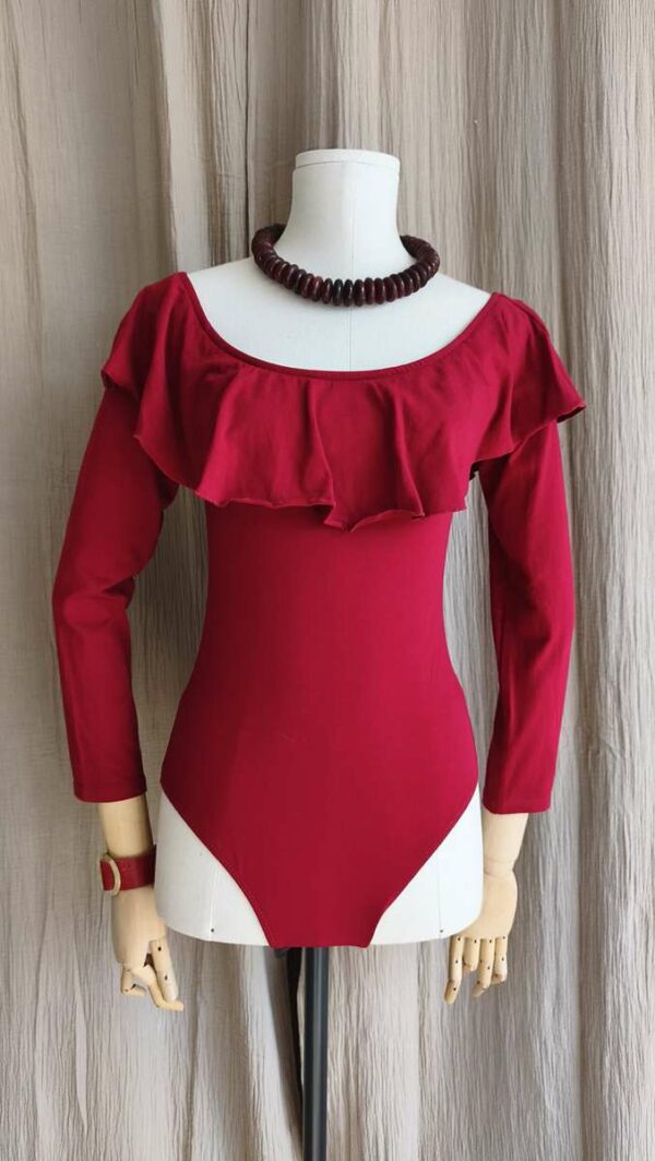 Body rouge carmin à volants – T40 (L) – Bershka – Neuf avec étiquette