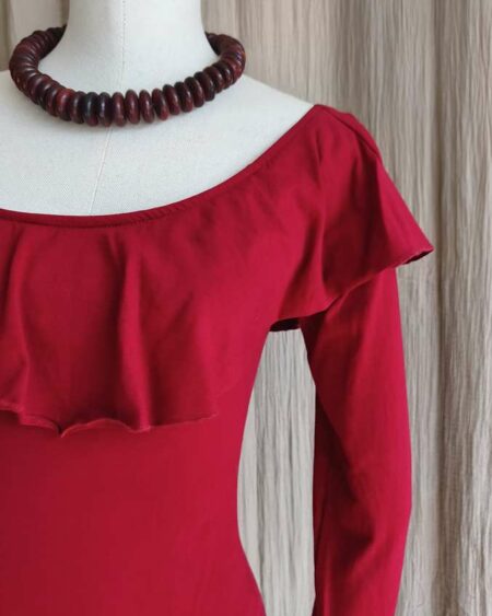 Body rouge carmin à volants – T40 (L) – Bershka – Neuf avec étiquette