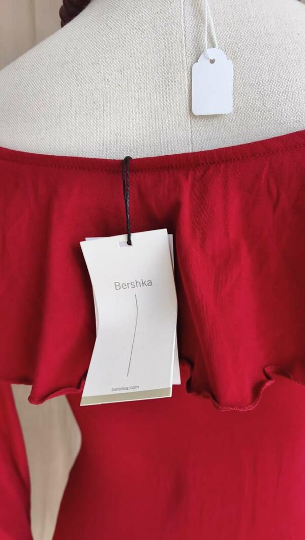 Body rouge carmin à volants – T40 (L) – Bershka – Neuf avec étiquette