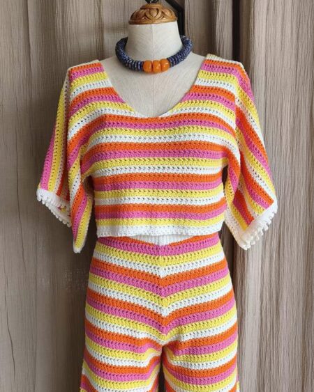 Ensemble crochet rayé Feelkoo – taille S/XS (36/38) – neuf