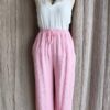 Pantalon double gaze de coton rose – taille unique