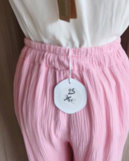 Pantalon double gaze de coton rose – taille unique