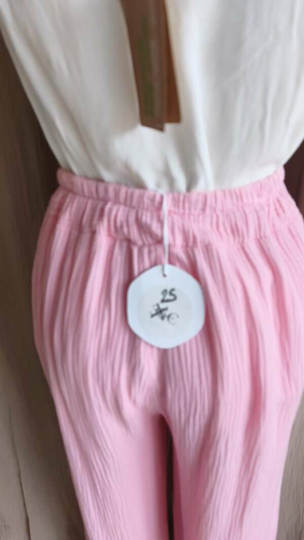 Pantalon double gaze de coton rose – taille unique